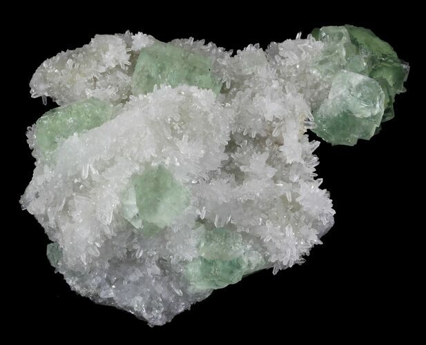 Sea Green  Fluorite on Quartz - China #32496